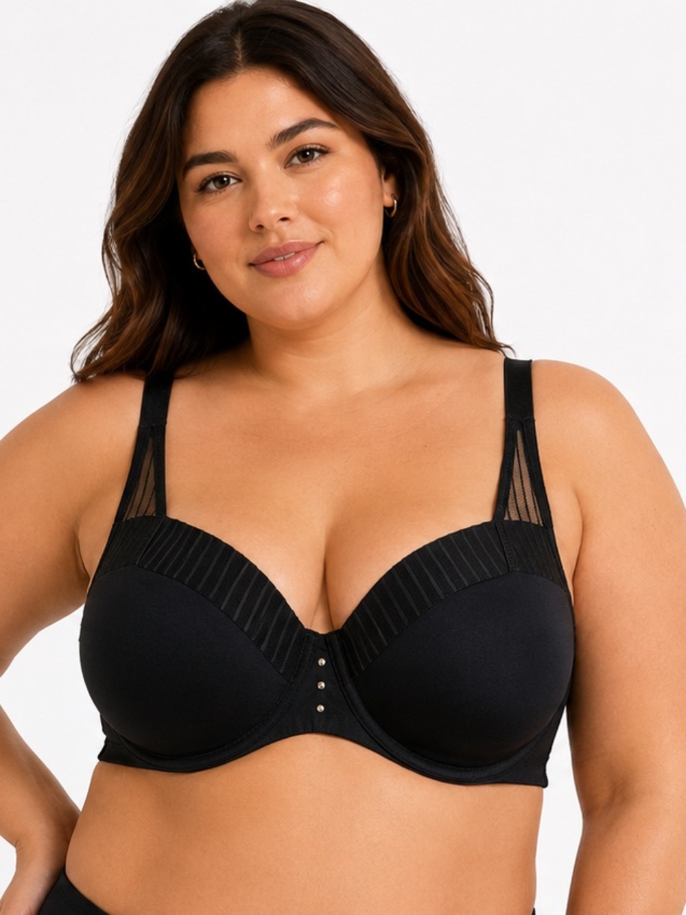Deesse Lingerie 44C Black Demi Cup Underwire Bra Sheer Mesh Full Support Bra